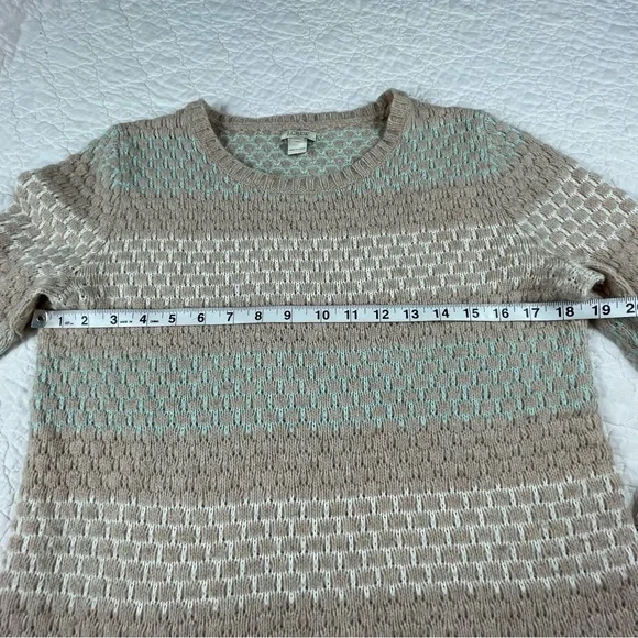 💖5/$25 J.Crew Lambswool Blend Striped Honeycomb Stitch Sweater Women Size S - Picture 11 of 13